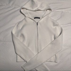 White cropped zip up